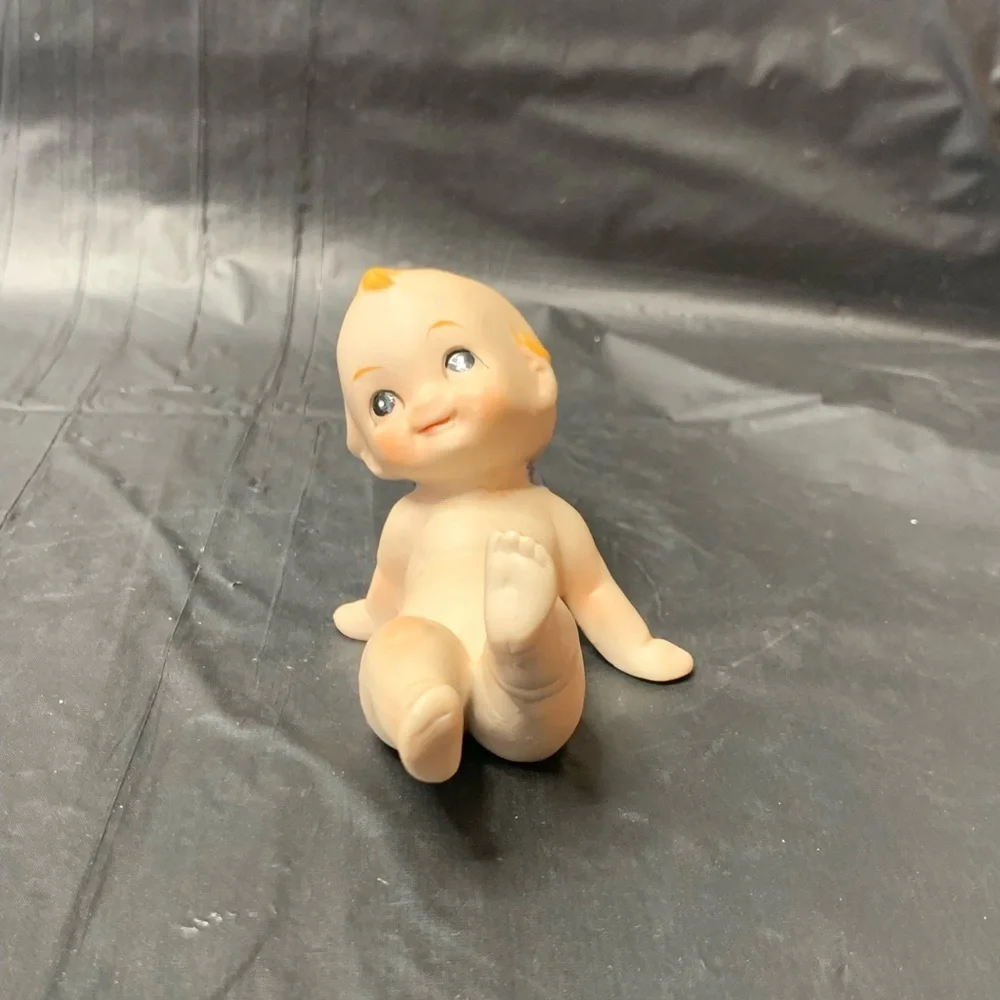 Kewpie Porcelain Baby Beige Vintage Angle Baby Collectable Playful Piano Baby